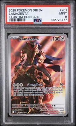 Pokemon TCG Zamazenta 201/182 Destined Rivals Illustration Holo Card PSA 9 - Image 1