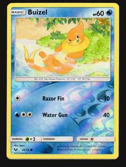 Pokemon TCG Buizel Reverse Holo Shining Legends Sun & Moon SM 22 NM-VLP Card - Image 1