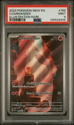 2023 POKEMON MEW EN-151 ILLUSTRATION RARE #168 CHARMANDER PSA 9 - Image 1