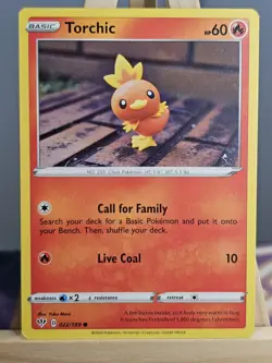 022/189 Torchic Darkness Ablaze Yuka Morii Regular Common Pokemon TCG - Image 1