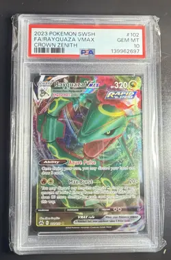 Pokemon Rayquaza VMAX ULTRA RARE 102/159 Crown Zenith Holo VMAX PSA 10 GEM MT - Image 1