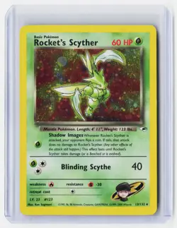 2000 Pokemon—Rocket's Scyther #13/132 Gym Heroes—Holo (Damaged) - Image 1