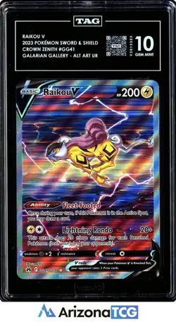 Pokemon 2023 Raikou V GG41/GG70 Alt Art UR Crown Zenith GEM MINT TAG 10 - Image 1