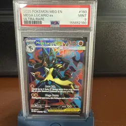 2025 Pokemon Mega Evolution Mega Lucario Ex #160 Ultra Rare🔥PSA 9🔥 - Image 1