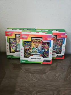 Pokemon TCG Mega Evolution Series 1 First Partner Illustration Brand New 3 PACKS - Image 1