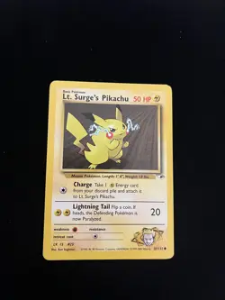 Lt. Surge's Pikachu 081/132 EXC Pokemon Cards Gym Heroes Unlimited Rare Non Holo - Image 1