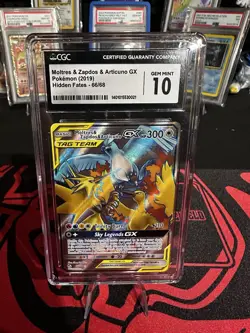 Moltres & Zapdos & Articuno GX 66 CGC 10 Mint Hidden Fates Pokemon Card - Image 1