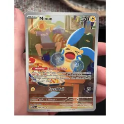 Pokemon Minun Illustration Rare Holo SV04: Paradox Rift 194/182 70 HP TCG Card - Image 1