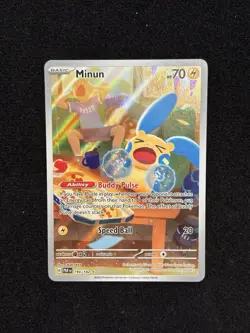 Pokemon Minun Illustration Rare Holo SV04: Paradox Rift 194/182 70 HP TCG Card - Image 2