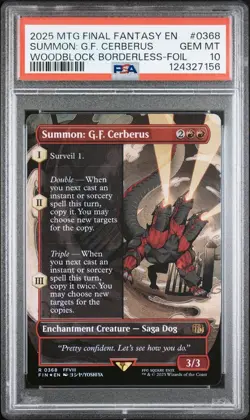 Summon: G.F. Cerberus (Borderless Foil) - #368 - Final Fantasy - FIN - PSA 10 - Image 2
