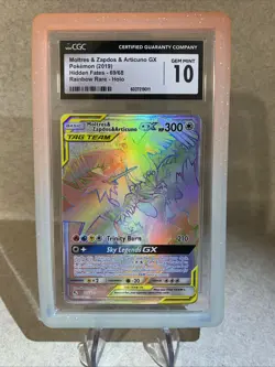 Pokemon 2019 Moltres Zappos Articuno GX Rainbow Rare CGC 10 (With Guard) - Image 1