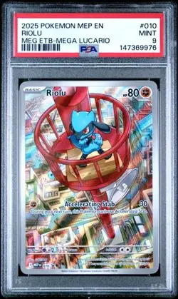 2025 POKEMON TCG MEGA EVOLUTION ELITE TRAINER BOX PROMO #010 RIOLU PSA 9 - Image 1