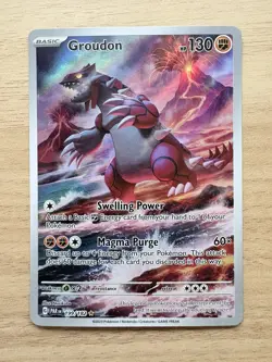 Pokemon TCG Groudon Illustration Rare Holo 199/182 SV04 Paradox Rift HP 130 - Image 1
