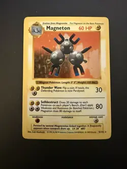 1999 Pokemon Shadowless Magneton Holo #9/102 NM - Image 1