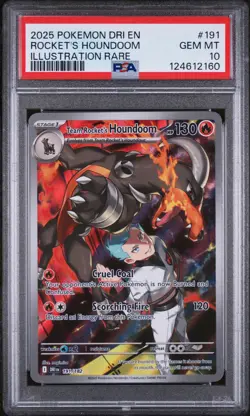 2025 POKEMON DRI EN-DESTINED RIVALS #191 TEAM ROCKET'S HOUNDOOM PSA 10 - Image 1