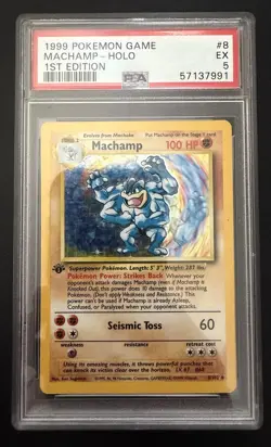 1999 Pokemon Machamp Holo 1st Edition #8/102 PSA 5 - Image 1
