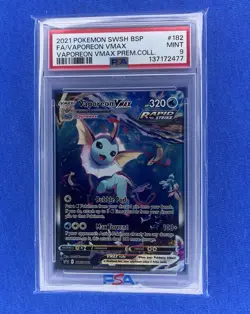 2021 POKEMON SWSH BSP FA/VAPOREON VMAX VAPOREON VMAX PREM.COLL. PSA 9 - Image 1