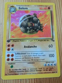 Pokemon TCG Golem 36/62 Fossil MP 1st Edition Vintage WOTC - Image 1