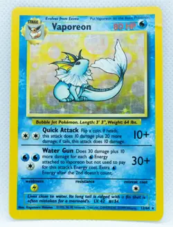 VAPOREON 12/64 No Symbol Error Holo Rare Jungle Set 1999 - Pokemon Card WOTC - Image 1