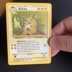 Pokemon TCG Raichu Fossil Holo Card 14/62 Unlimited Holo Rare Vintage WOTC - Image 1