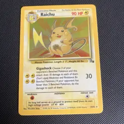 Pokemon TCG Raichu Fossil Holo Card 14/62 Unlimited Holo Rare Vintage WOTC - Image 2
