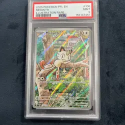 2025 POKEMON PFL EN-PHANTASMAL FLAMES ILLUSTRATION RARE #106 MEOWTH PSA 9 - Image 3