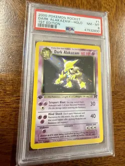 2000 Pokemon Team Rocket Holo Rare Dark Alakazam First Edition 1/82 PSA 8 - Image 1