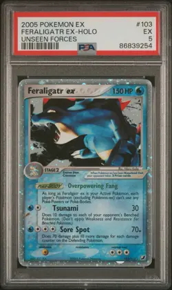 The Pokemon Company Feraligatr ex Unseen Forces 103 Ultra Rare Holo PSA 5 - Image 1