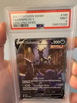 2021 POKEMON SWSH FA/UMBREON V EVOLVING SKIES #189 PSA 9 GEM MINT - Image 1