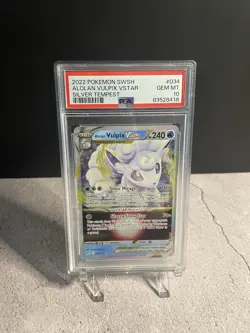 Pokemon TCG Alolan Vulpix VSTAR 034/195 Silver Tempest Holo PSA 10 240HP - Image 1