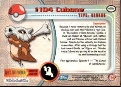 Cubone #104 2000 Topps Pokemon Series 2 Blue Logo - Image 2