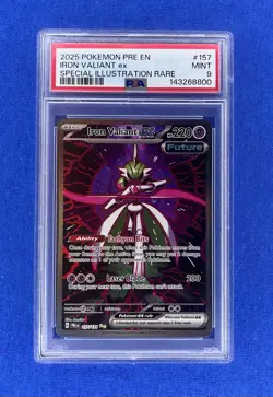 Iron Valiant ex 2025 Pokemon PRE EN Special Illustration Rare #157 PSA 9 - Image 1