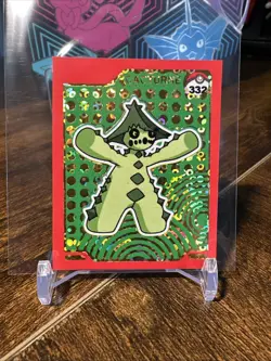Pokemon Pokedex Sticker Album #332 Cacturne Gold Cracked Ice Holo - Image 1