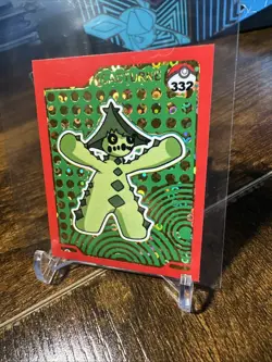 Pokemon Pokedex Sticker Album #332 Cacturne Gold Cracked Ice Holo - Image 2