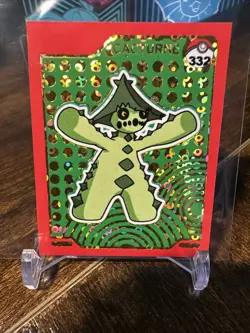 Pokemon Pokedex Sticker Album #332 Cacturne Gold Cracked Ice Holo - Image 4