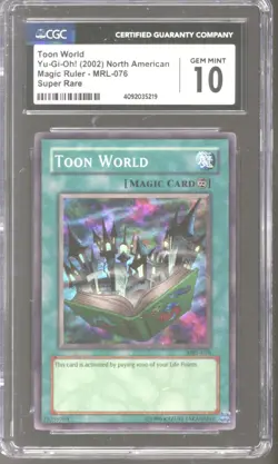 Yu-Gi-Oh Magic Ruler Toon World MRL-076 CGC 10 GEM MINT POP 6 YuGiOh - Image 1