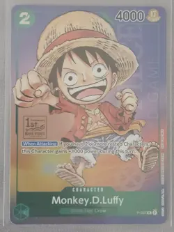 Monkey D Luffy P-037 1st Anniversary Tournament STAMP Promo Holo One Piece Card - Image 2