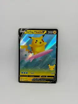 Pokemon Card Surfing Pikachu V 008/025 Celebrations HOLO RARE - NM - Image 1