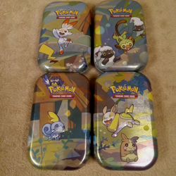 Pokemon TCG Galar Pals Mini Tins Lot of 4 *EMPTY* 2020 C23 + Art Cards & Coins - Image 1