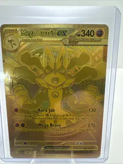 Pokemon Mega Lucario EX TCG Gold Holo Rare Card 188/132 NM - Image 1
