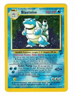 Pokemon TCG Blastoise 2/130 Base Set 2 Holo Rare WOTC Vintage LP/NM Card - Image 1