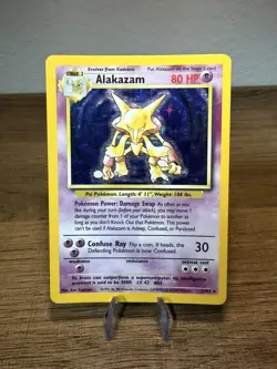 Pokemon TCG Alakazam Base Set Holo Card 1/102 Unlimited Rare - Image 1