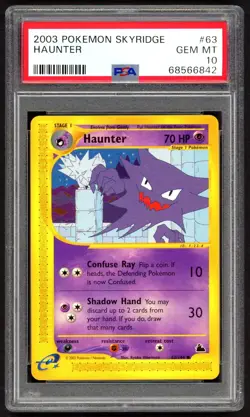 Pokemon Cards - PSA 10 Haunter 63/144 - Skyridge Non Holo - GEM MT - Image 1