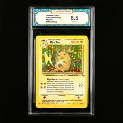 TQG 8.5 NM-MT+ 1999 Pokemon ENG Raichu #14/62 Holo - Image 1