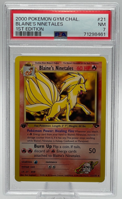 2000 POKEMON GYM CHALLENGE #21 BLAINE'S NINETALES 1ST EDITION PSA 7 NM - Image 1