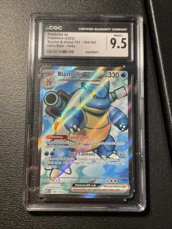 Pokemon CGC 9.5 Gem mint Blastoise ex 184/165 Sv: Scarlet & Violet 151 Holo - Image 1