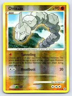 Onix 92/130 Common Diamond & Pearl Pokemon Reverse Holo Heavily Played - Image 1