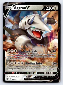 Aggron V 096/172 Holo V Rare Brilliant Stars Pokemon Near Mint - Image 1