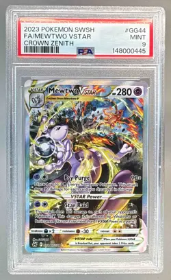 2023 Pokemon Sword & Shield Crown Zenith GG44 Mewtwo VSTAR PSA 9 148000445 - Image 1