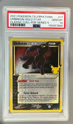 2021 Pokemon SWSH Celebrations 17 Umbreon Classic Collection PSA 10 - 7864 - Image 1